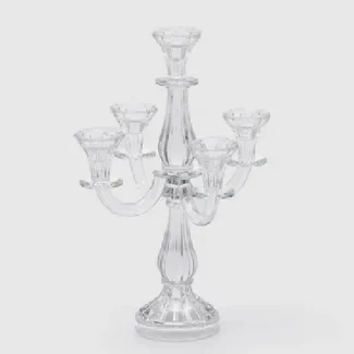Castiçal Crystal Sinuoso x5 – Natural